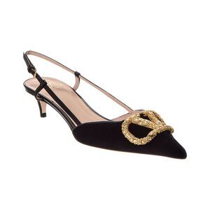 Valentino Vlogo 40 Velvet Slingback Pump, Black
